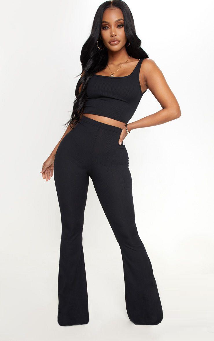 Shape  Ribbed Flared Trousers Co-ord by PRETTYLITTLETHING