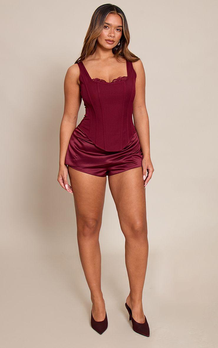 Shape  Satin Drape Detail Shorts Co-ord by PRETTYLITTLETHING