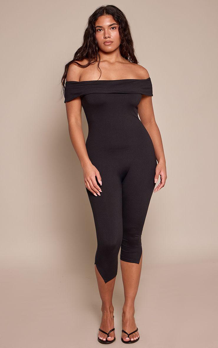 Shape  Sculpt Foldover Bardot Capri Jumpsuit by PRETTYLITTLETHING