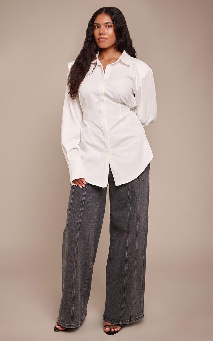 Shape  Stretch Denim High waisted Adjustable Button Wide Leg Jeans by PRETTYLITTLETHING