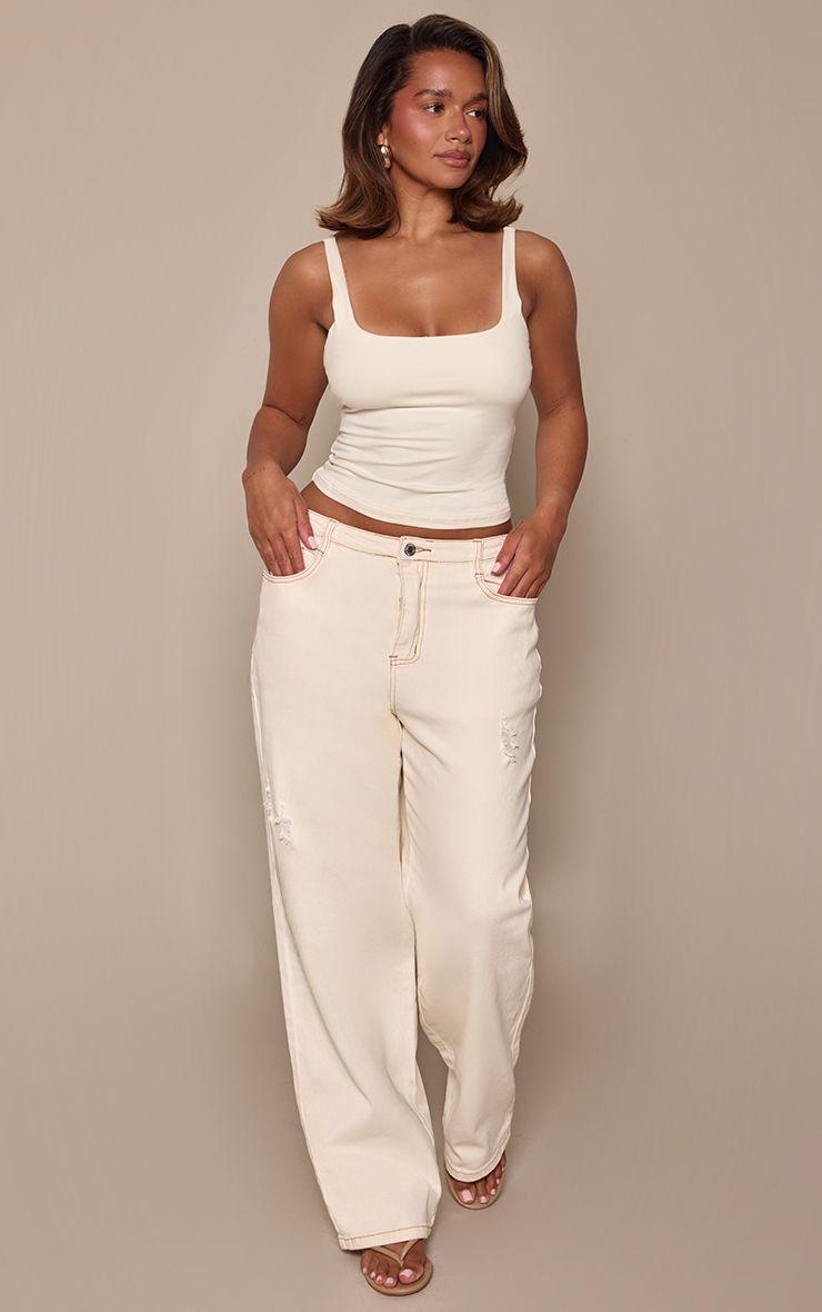 Shape  Stretch Washed Denim Wide Leg Jeans by PRETTYLITTLETHING