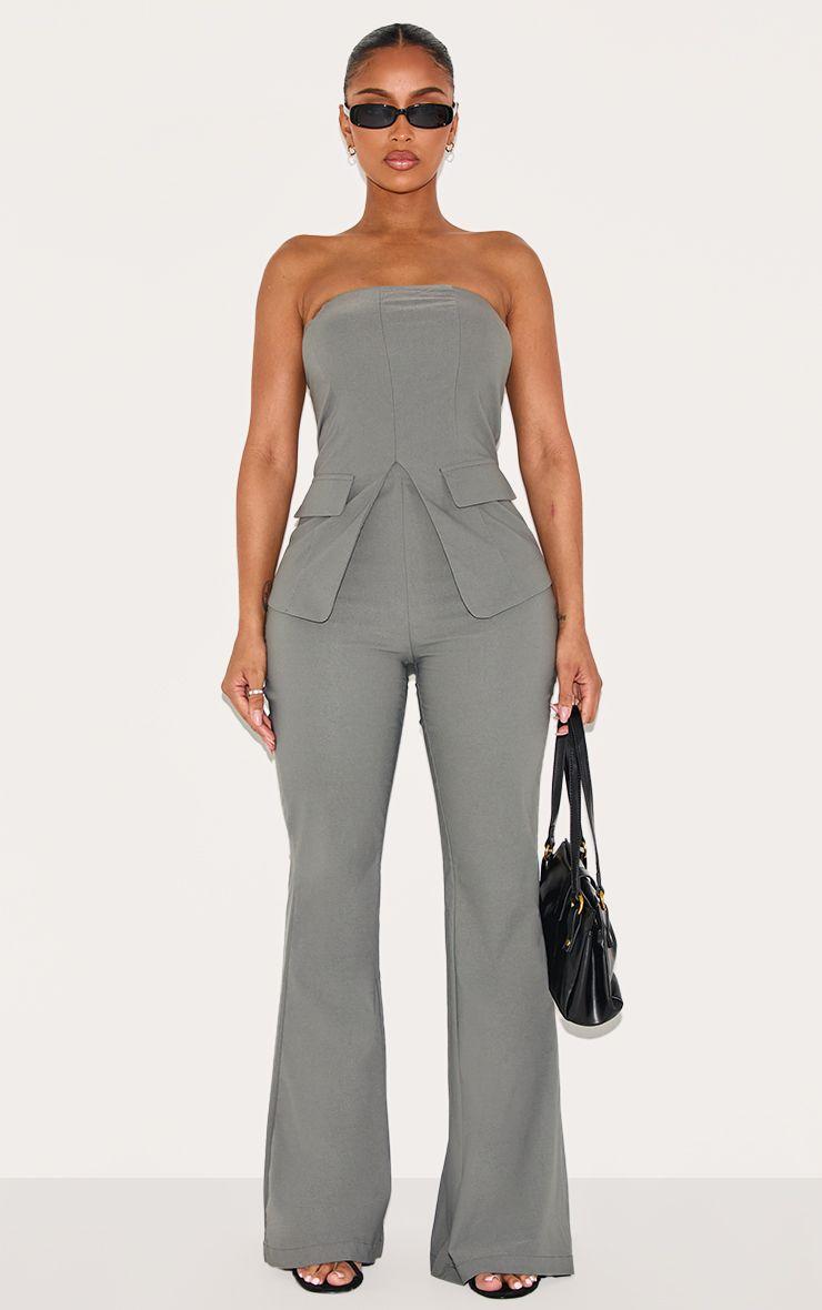 Shape  Stretch Woven High Waisted Flared Trousers Co-ord by PRETTYLITTLETHING
