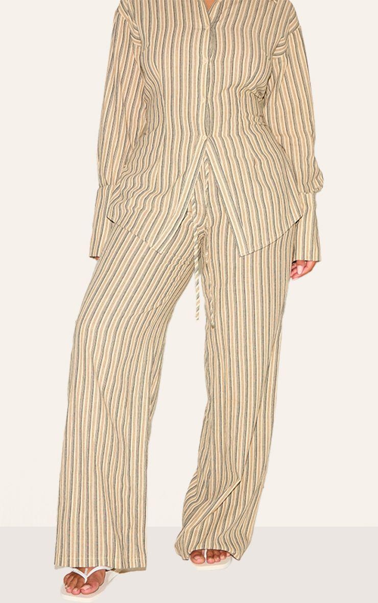 Shape  Striped Elasticated Waist Wide Leg Trousers by PRETTYLITTLETHING