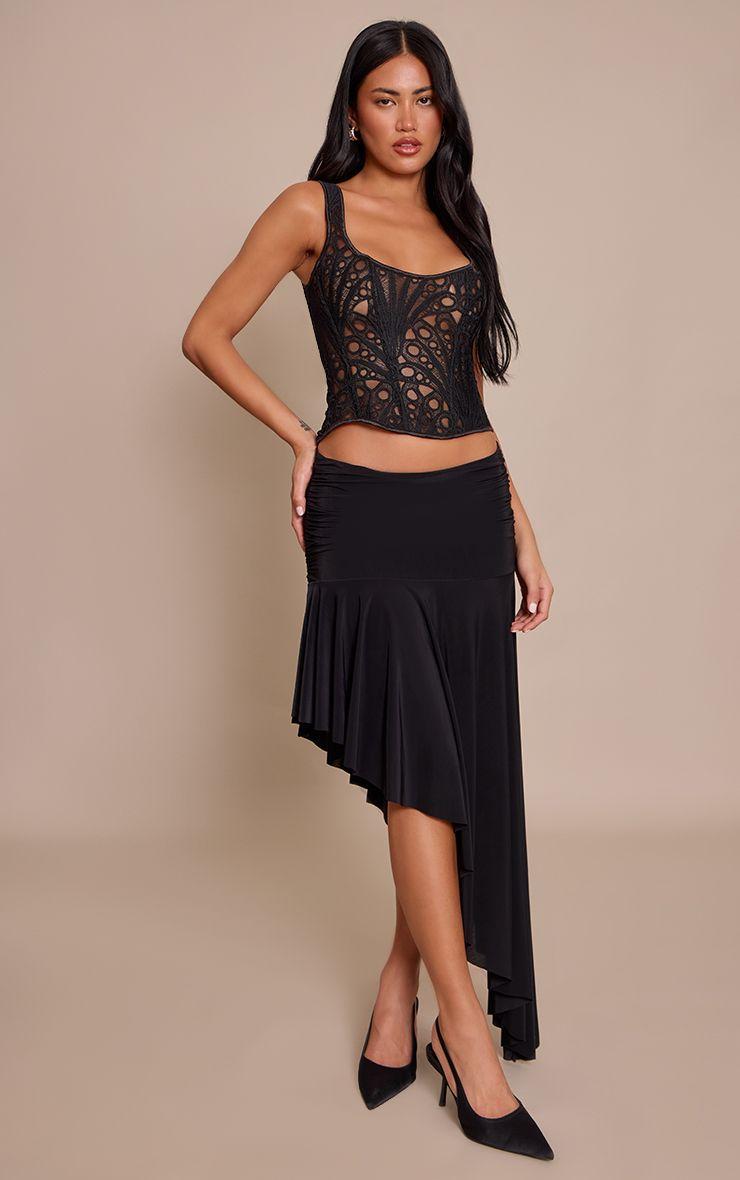 Slinky Asymmetric Hem Midi Skirt by PRETTYLITTLETHING