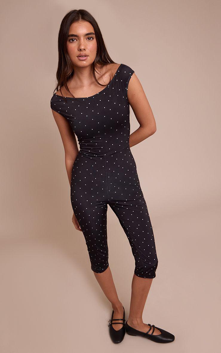 Slinky Poka Dot Capri Jumpsuit by PRETTYLITTLETHING