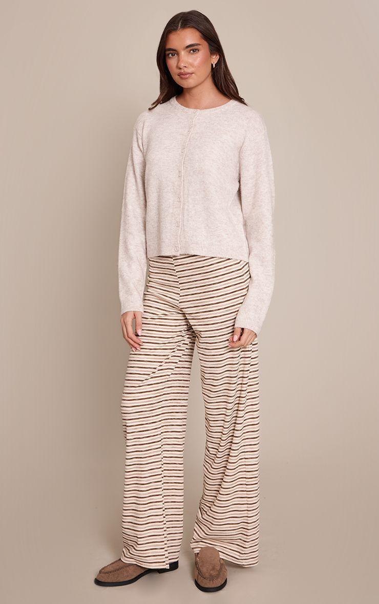 Soft Rib Striped  Low Rise Straight Leg Trousers by PRETTYLITTLETHING
