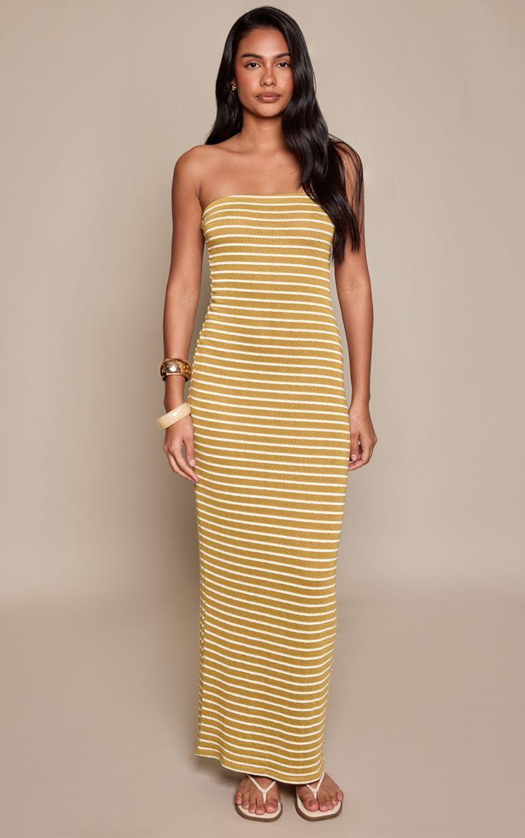 Stipe Textured Bandeau Maxi Dress by PRETTYLITTLETHING