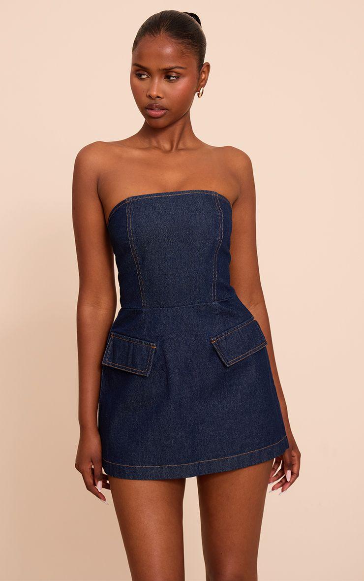 Strapless Structured A Line Mini Dress by PRETTYLITTLETHING