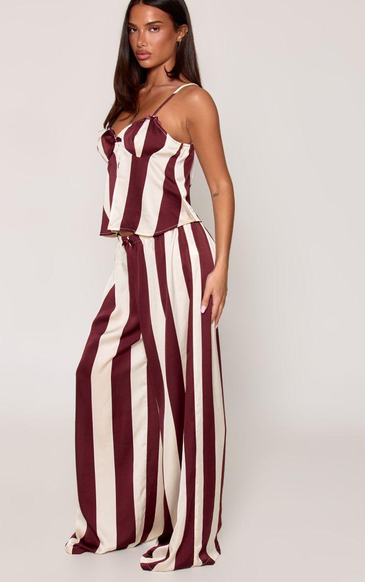 Stripe Bow Detail Pyjama Cami Top & Trousers by PRETTYLITTLETHING