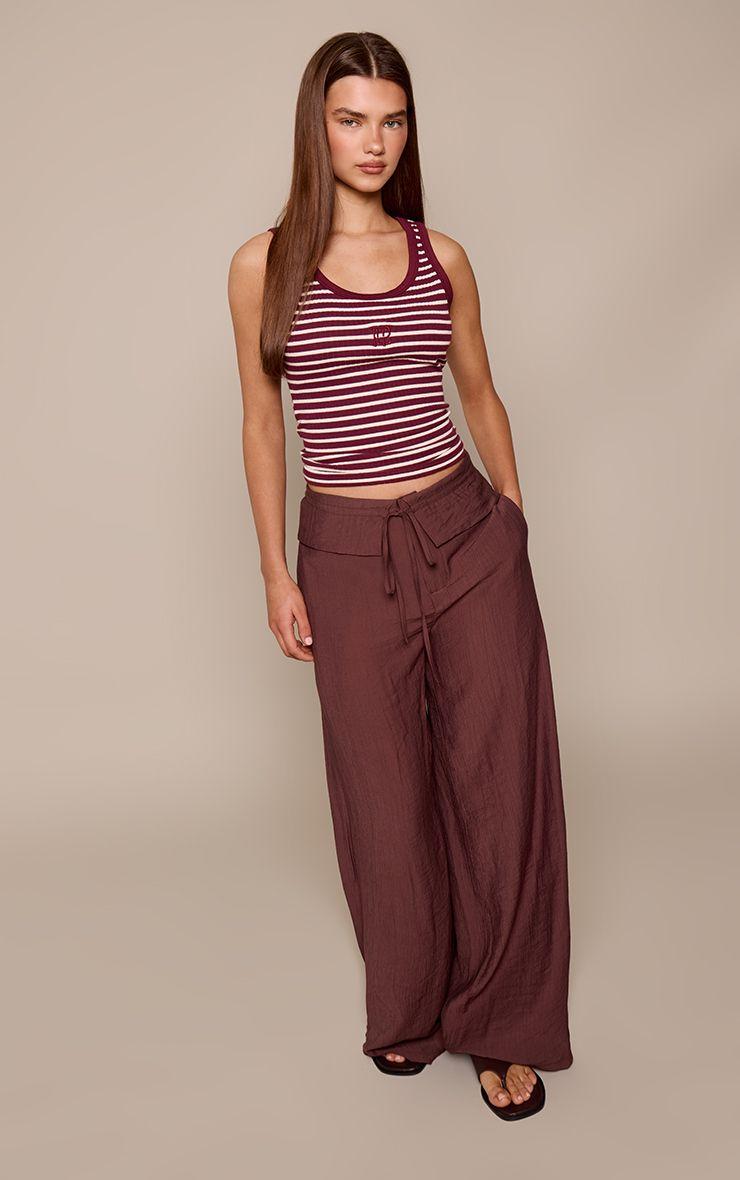 Stripe Woven Folded Waist Straight Leg Trouser by PRETTYLITTLETHING