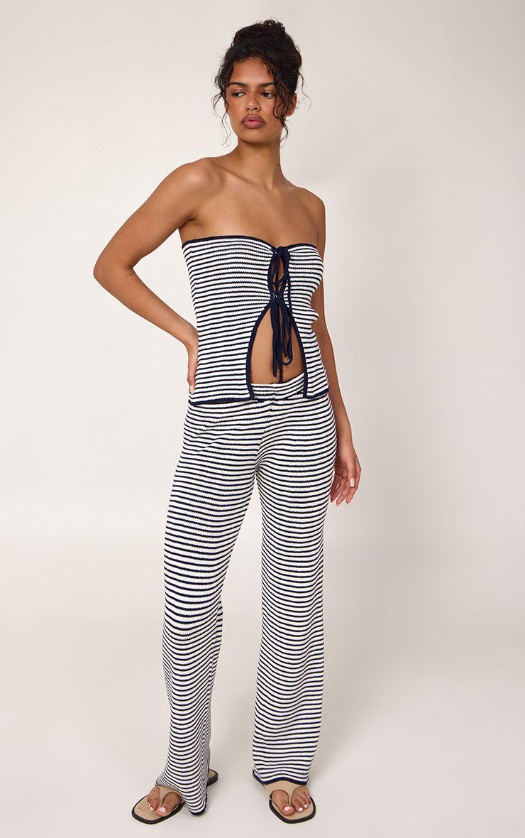 Striped Drawstring Knitted Trousers by PRETTYLITTLETHING