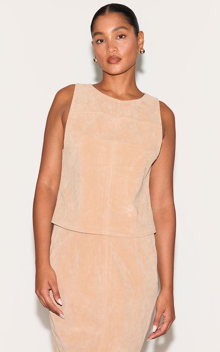 Structured Faux Suede Sleeveless Shift Top by PRETTYLITTLETHING