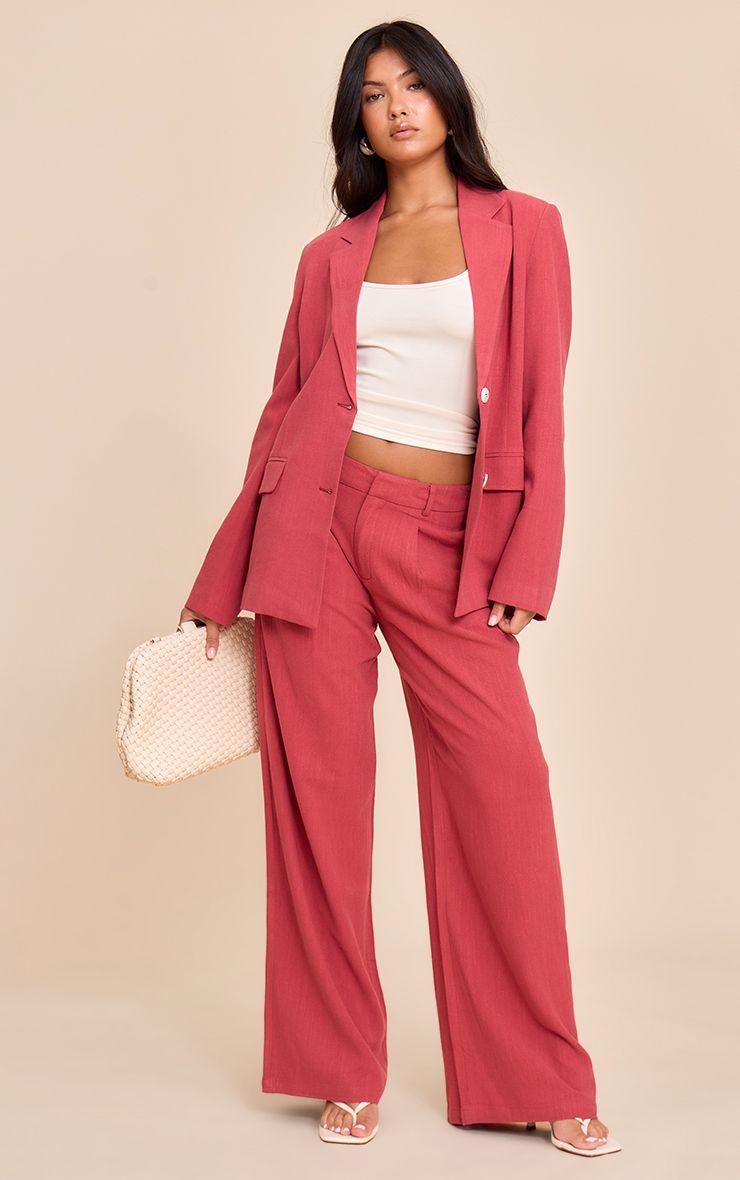 Tailored Linen Wide Leg Trousers by PRETTYLITTLETHING