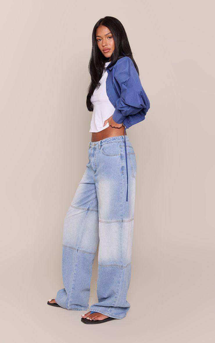 Tall  Contrast Panel Wide Leg Jeans by PRETTYLITTLETHING