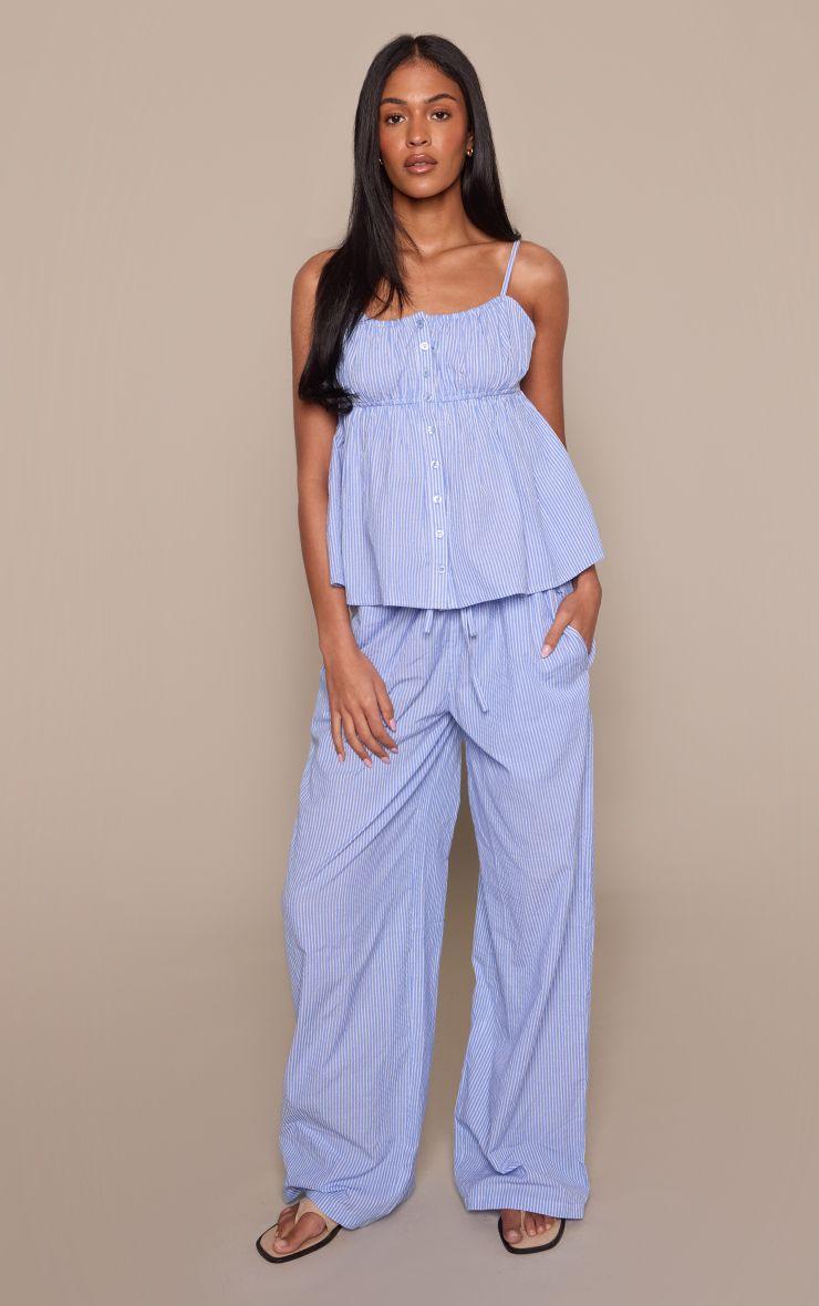 Tall  Pinstripe Cotton Elasticated Trousers Co-ord by PRETTYLITTLETHING