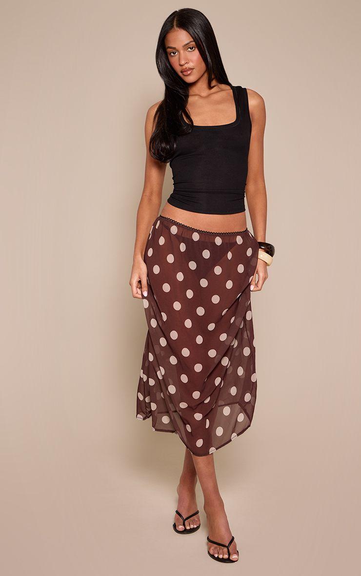 Tall  Polka Dot Chiffon Midi Skirt by PRETTYLITTLETHING