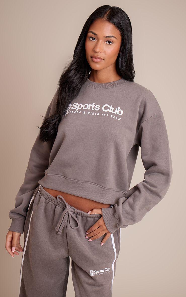 Tall  Sports Club Print Cropped Sweatshirt by PRETTYLITTLETHING