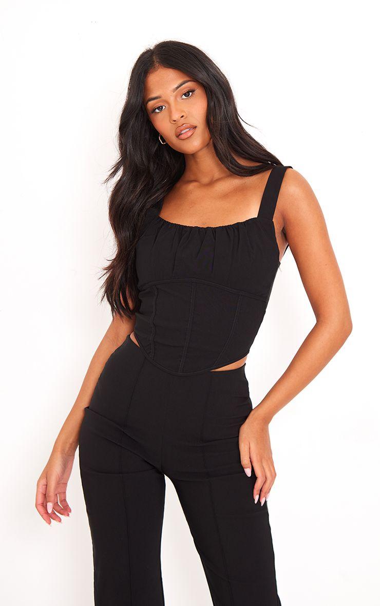 Tall  Stretch Woven Corset Top Co-ord by PRETTYLITTLETHING
