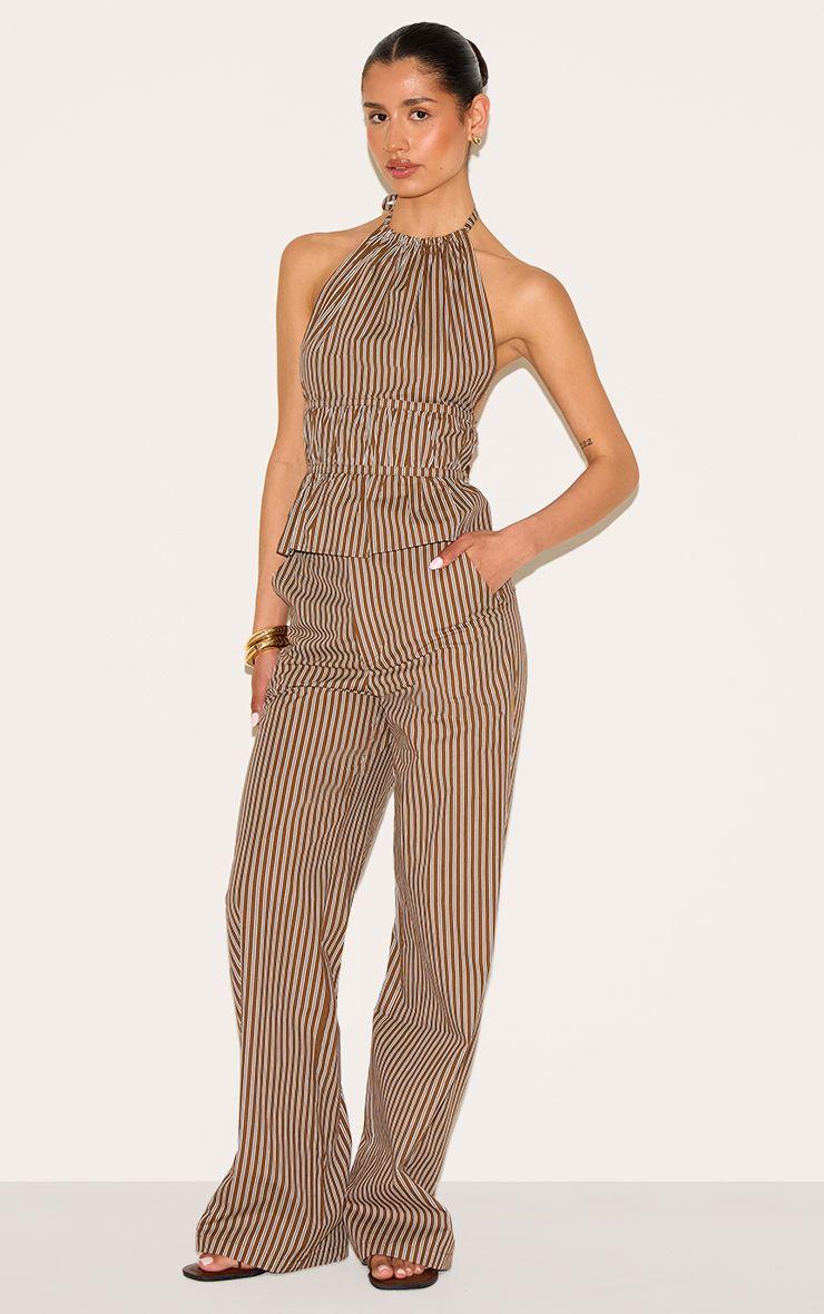 Tall  Stripe Woven Mid-rise Wide Leg Trouser by PRETTYLITTLETHING