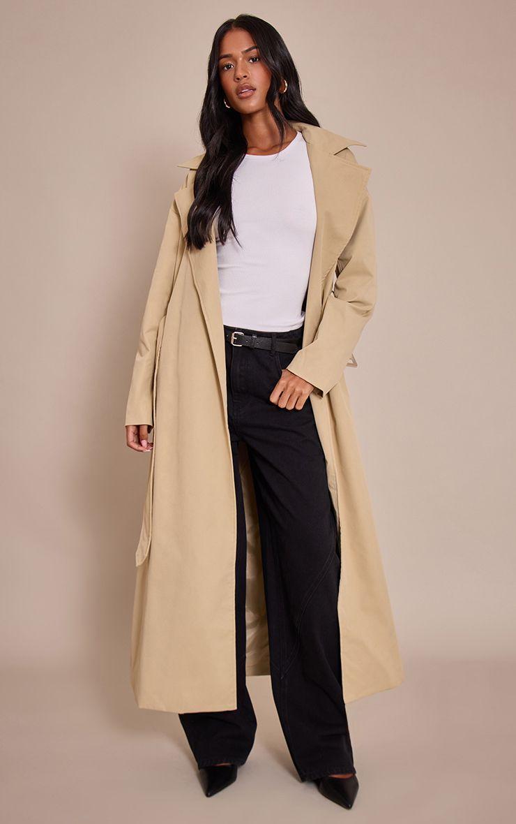Tall  Tie Waist Trench Coat by PRETTYLITTLETHING