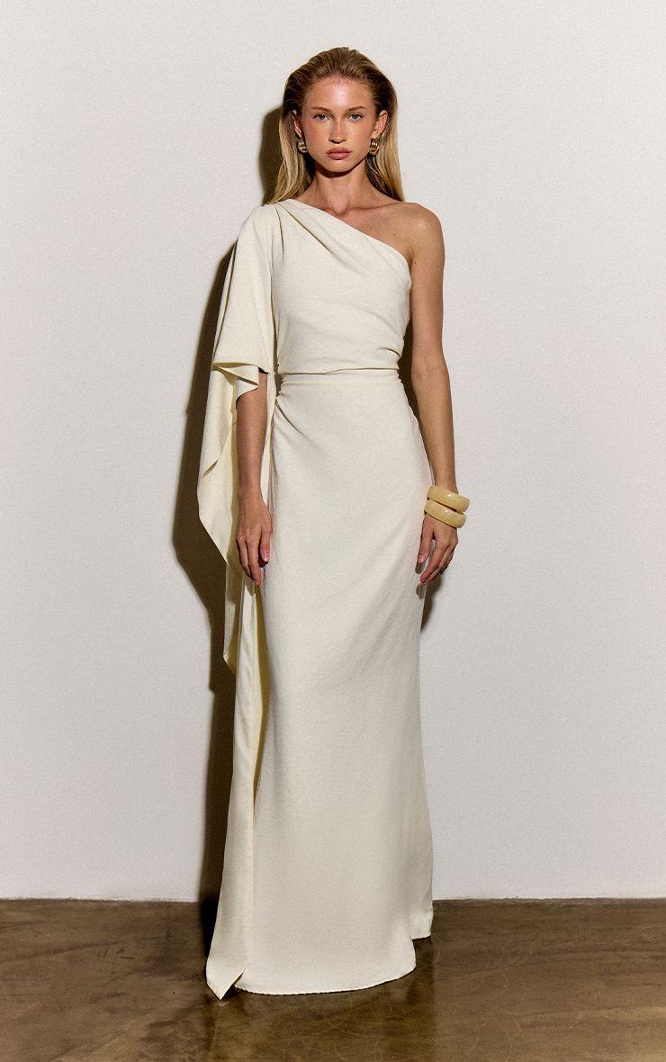 Textured Satin Sleeve Detail Maxi Dress by PRETTYLITTLETHING
