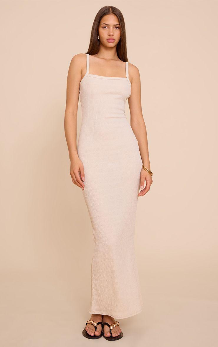 Textured Scoop Neck Sleeveless Maxi Dress by PRETTYLITTLETHING