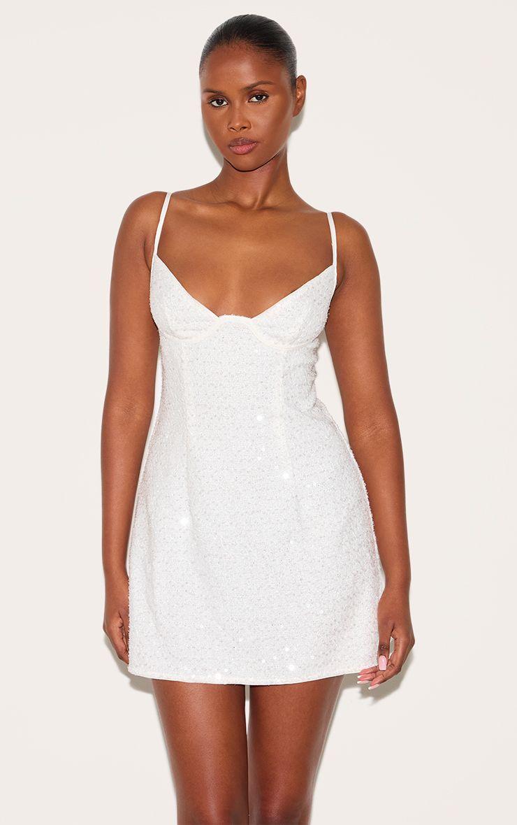 Textured Sequin Corset Strappy Bodycon Dress by PRETTYLITTLETHING