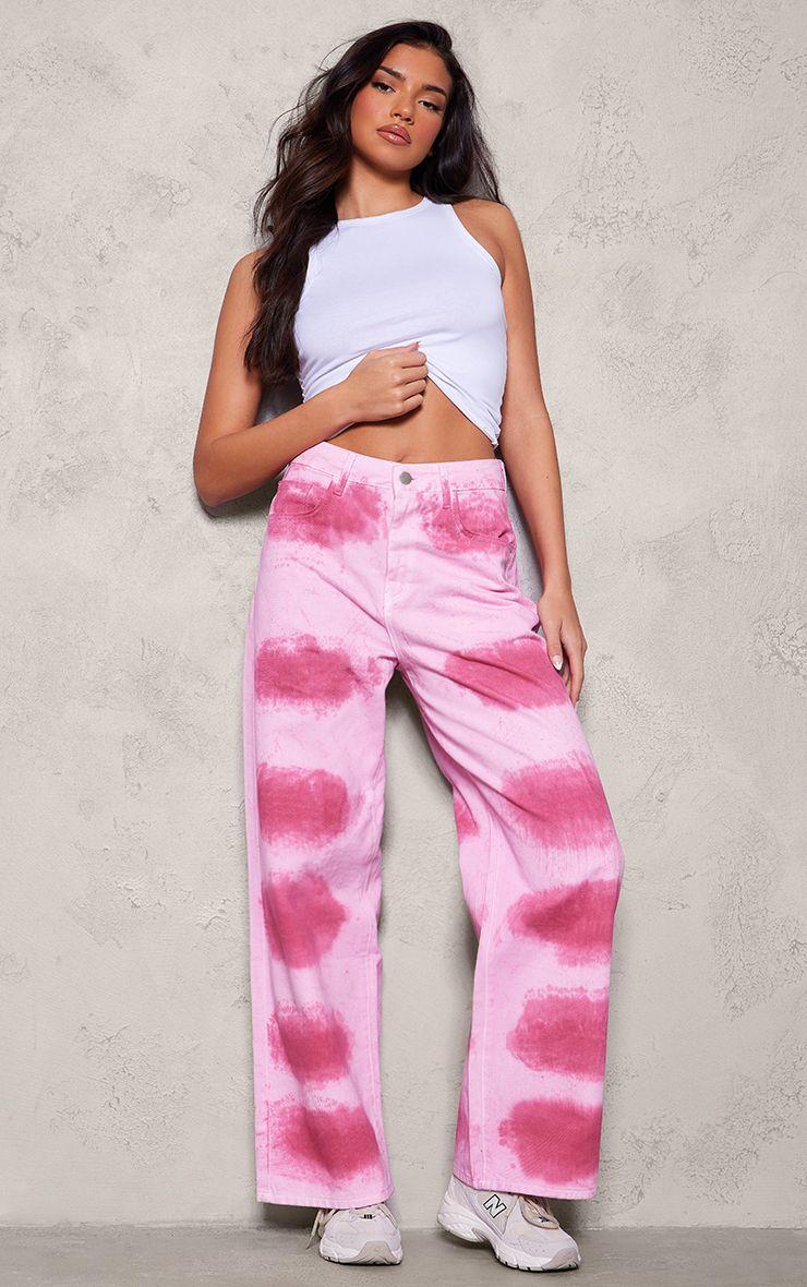Tie Dye Denim Wide Leg Jeans by PRETTYLITTLETHING