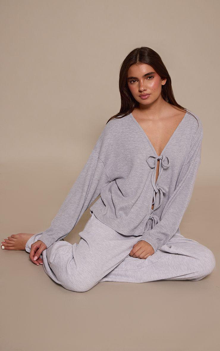 Tie Up Long Sleeve Pyjama Top by PRETTYLITTLETHING