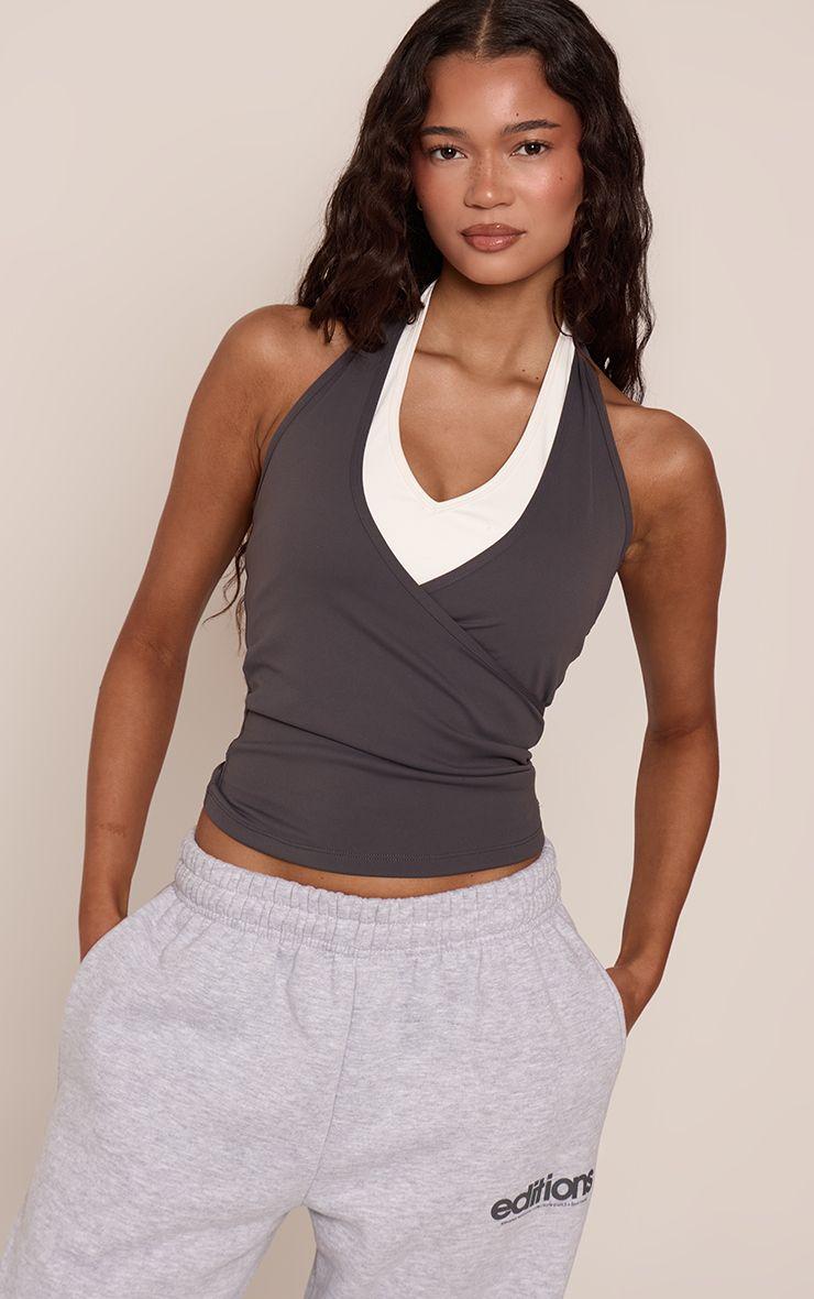 V Front Double Layer Gym Vest by PRETTYLITTLETHING