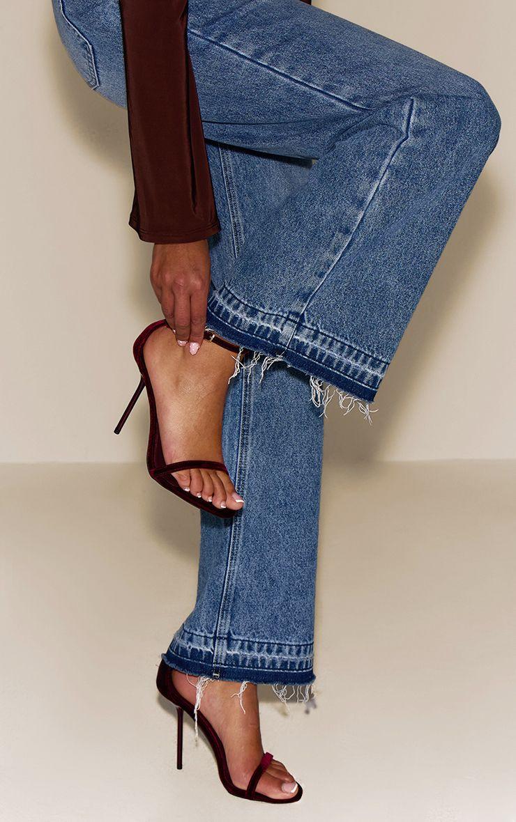 Velvet Bow Back Heeled Sandals by PRETTYLITTLETHING