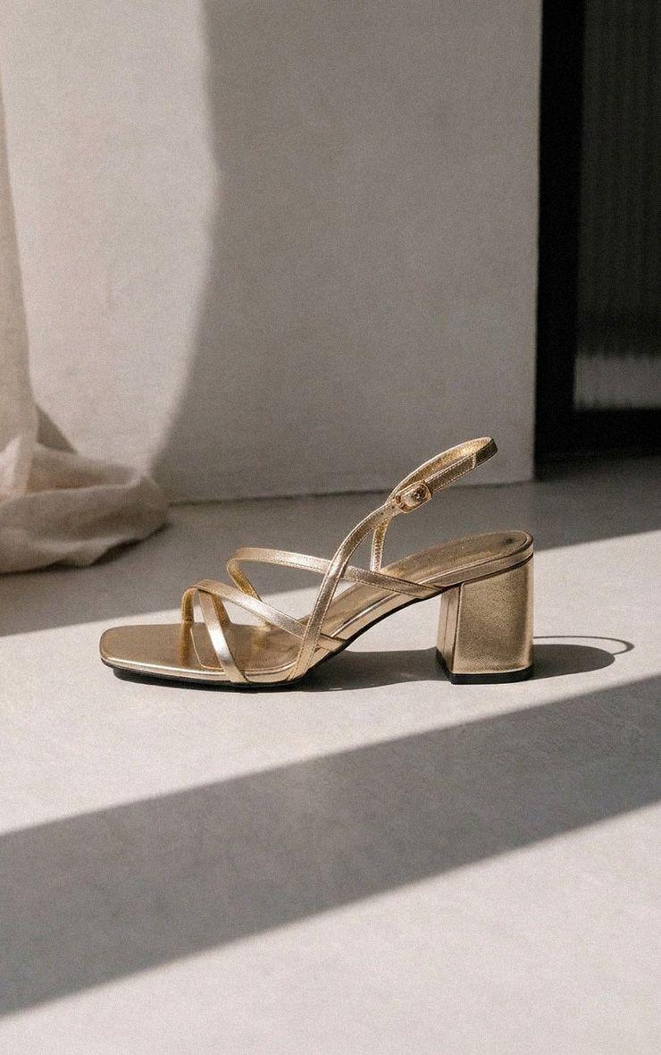 Wide Fit Mid Heel Block Strappy Sandal by PRETTYLITTLETHING