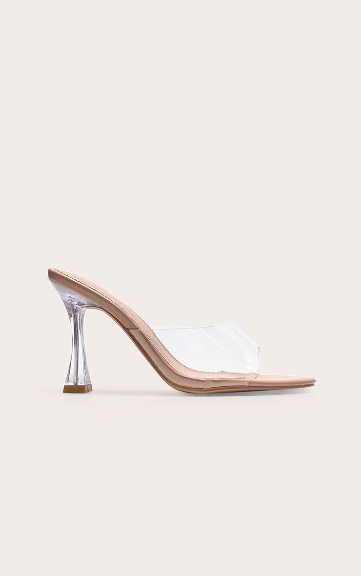 Wide Fit PU Round Toe High Heeled Mules by PRETTYLITTLETHING