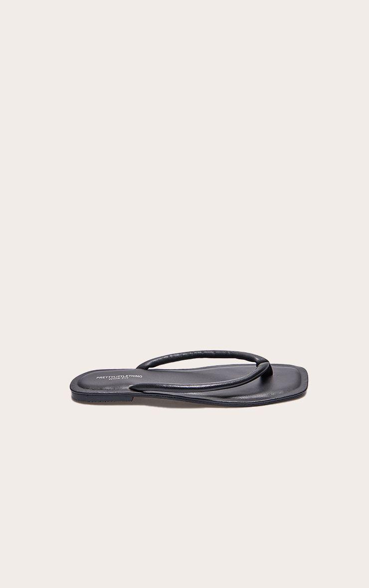 Wide Fit Real Leather Toe Thong Flat Sandals by PRETTYLITTLETHING