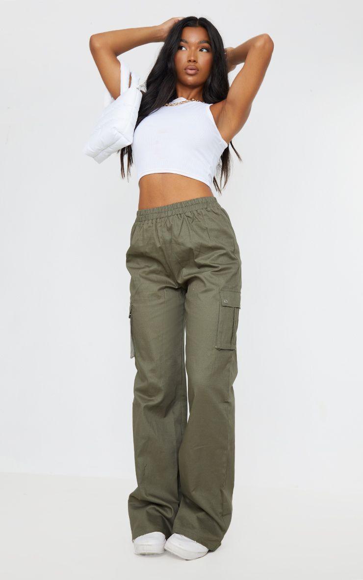 Wide Leg High Waisted Cargo Trousers by PRETTYLITTLETHING