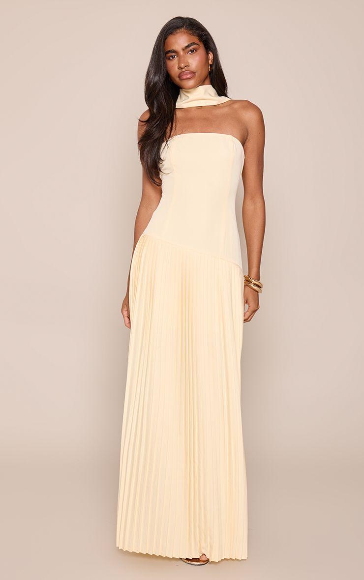 Woven Asymmetric Pleated Maxi Dress by PRETTYLITTLETHING