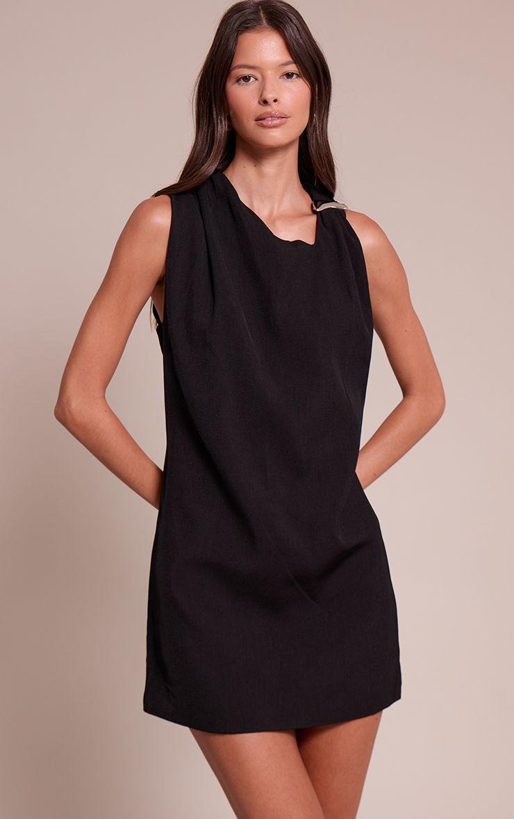 Woven Asymmetric Trim Detail Mini Dress by PRETTYLITTLETHING