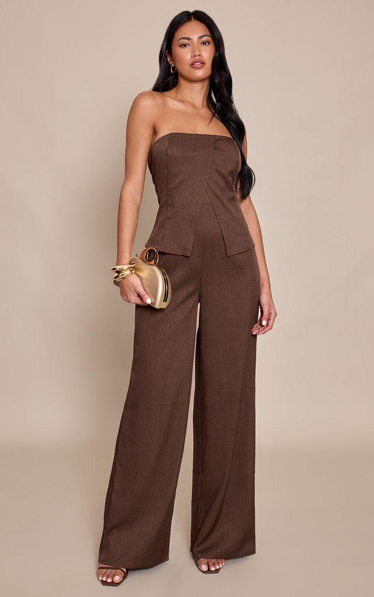 Woven Bandeau Longline Tailored Jumpsuit by PRETTYLITTLETHING