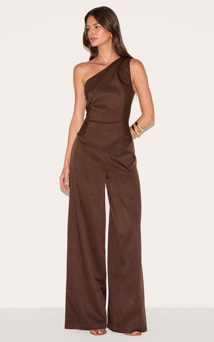 Woven One Shoulder Wide Leg Jumpsuit by PRETTYLITTLETHING