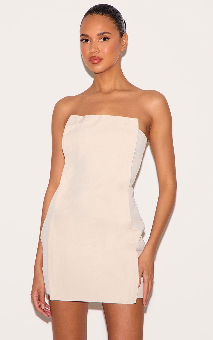 Woven Panel Detail Bandeau Mini Dress by PRETTYLITTLETHING