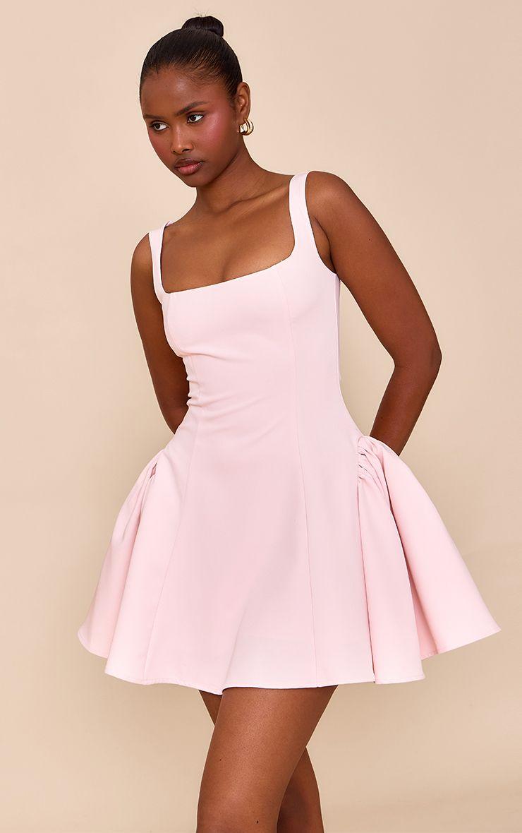 Woven Square Neck Shift Dress by PRETTYLITTLETHING