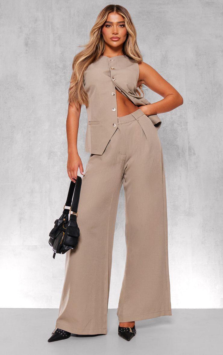 Woven Tailored Wide Leg Pleated Trousers Co-ord by PRETTYLITTLETHING