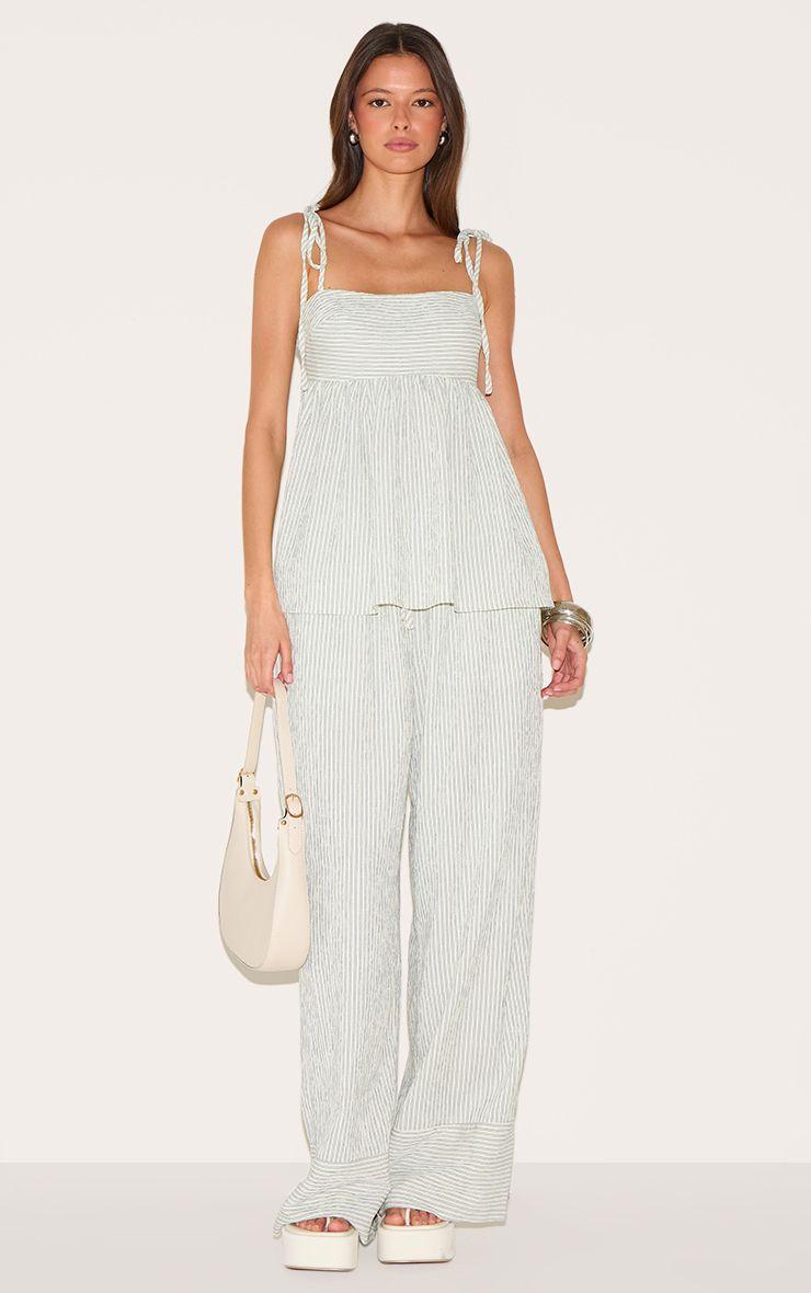 Woven Textured Striped Straight Leg Trousers Co-ord by PRETTYLITTLETHING