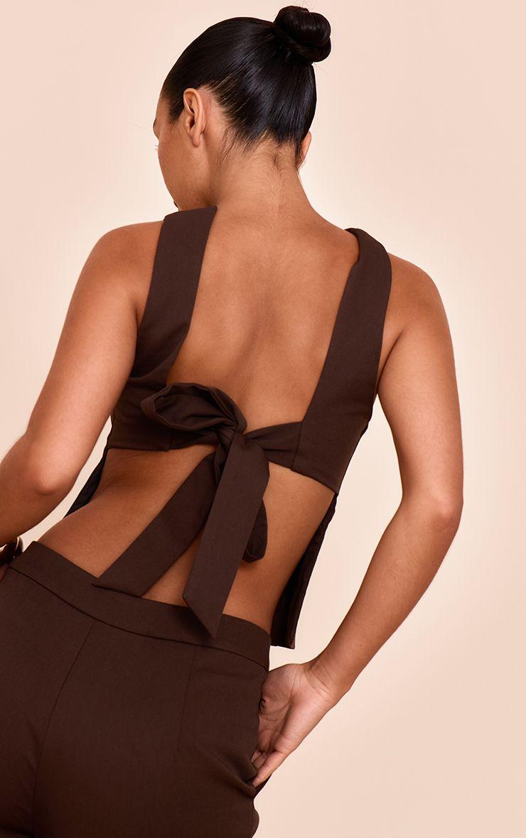 Woven Tie Back Top by PRETTYLITTLETHING