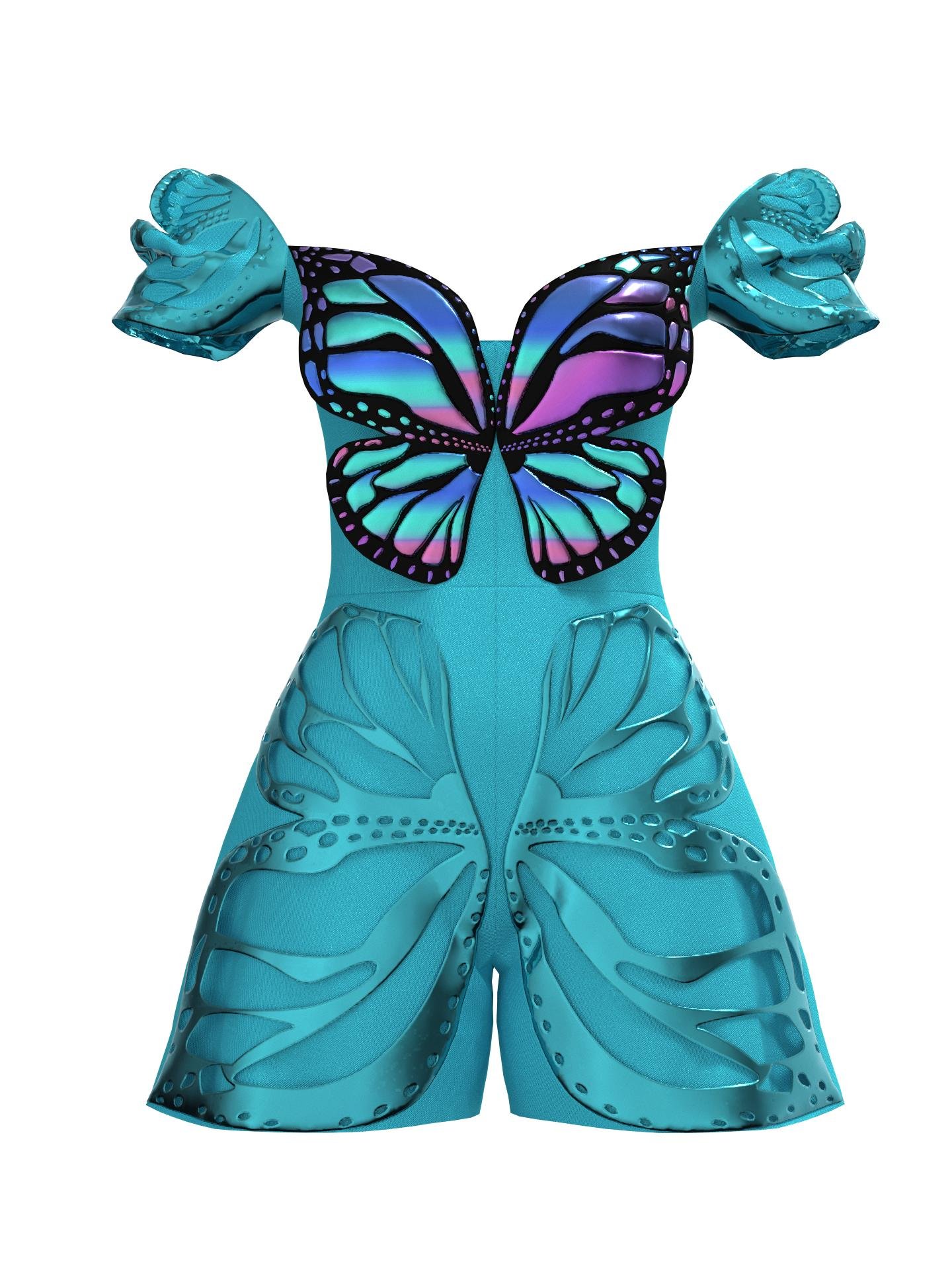 High gloss butterfly playsuit by PRIMOKNOT