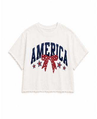 Girls' America Bow Crop Top - Big Kid by PRINCE PETER COLLECTION
