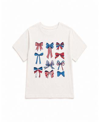 Girls' America Bows In A Grid Tee Top - Big Kid by PRINCE PETER COLLECTION