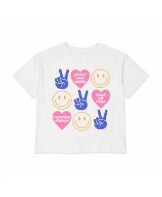 Girls' Peace Sign Heart Happy Face Tee - Big Kid by PRINCE PETER COLLECTION