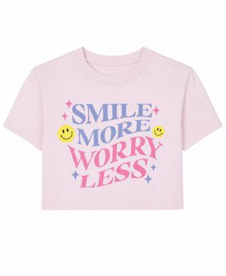 Girls' Smile More Worry Less Distressed Crop Top - Big Kid by PRINCE PETER COLLECTION