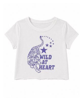 Girls' Wild At Heart Tiger Distressed Crop Top - Big Kid by PRINCE PETER COLLECTION